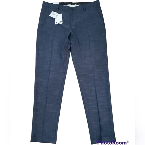 Zara~Men's Size 32 (35×29)~Gray Dress Pants Wrinkle Recovery, Relax Fit Stretch - Picture 12 of 14